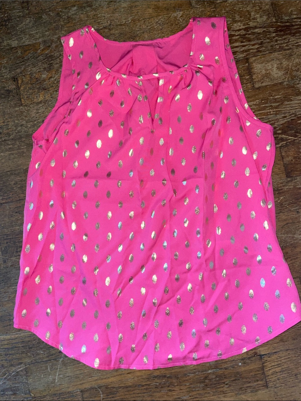 SHEIN Hot Pink Sleeveless Shirt With Gold Metallic Dots